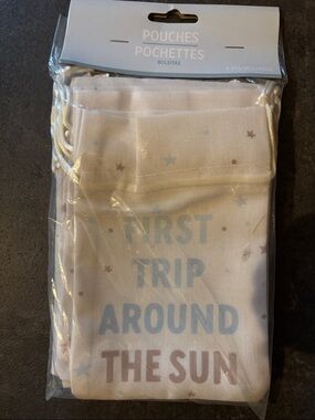 'First Trip Around The Sun' Drawstring Pouches - Set